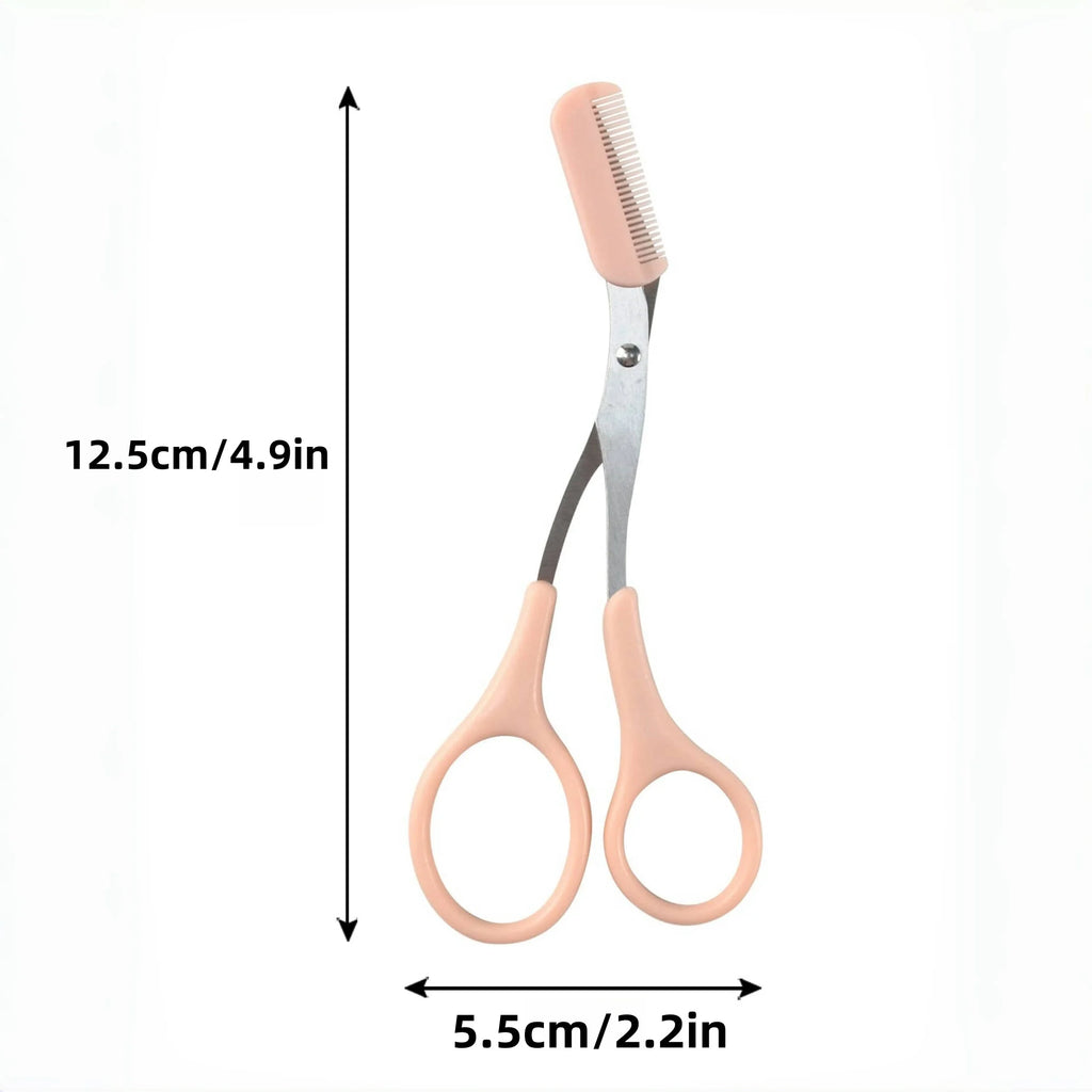 Eyebrow trimming scissors with built-in comb
