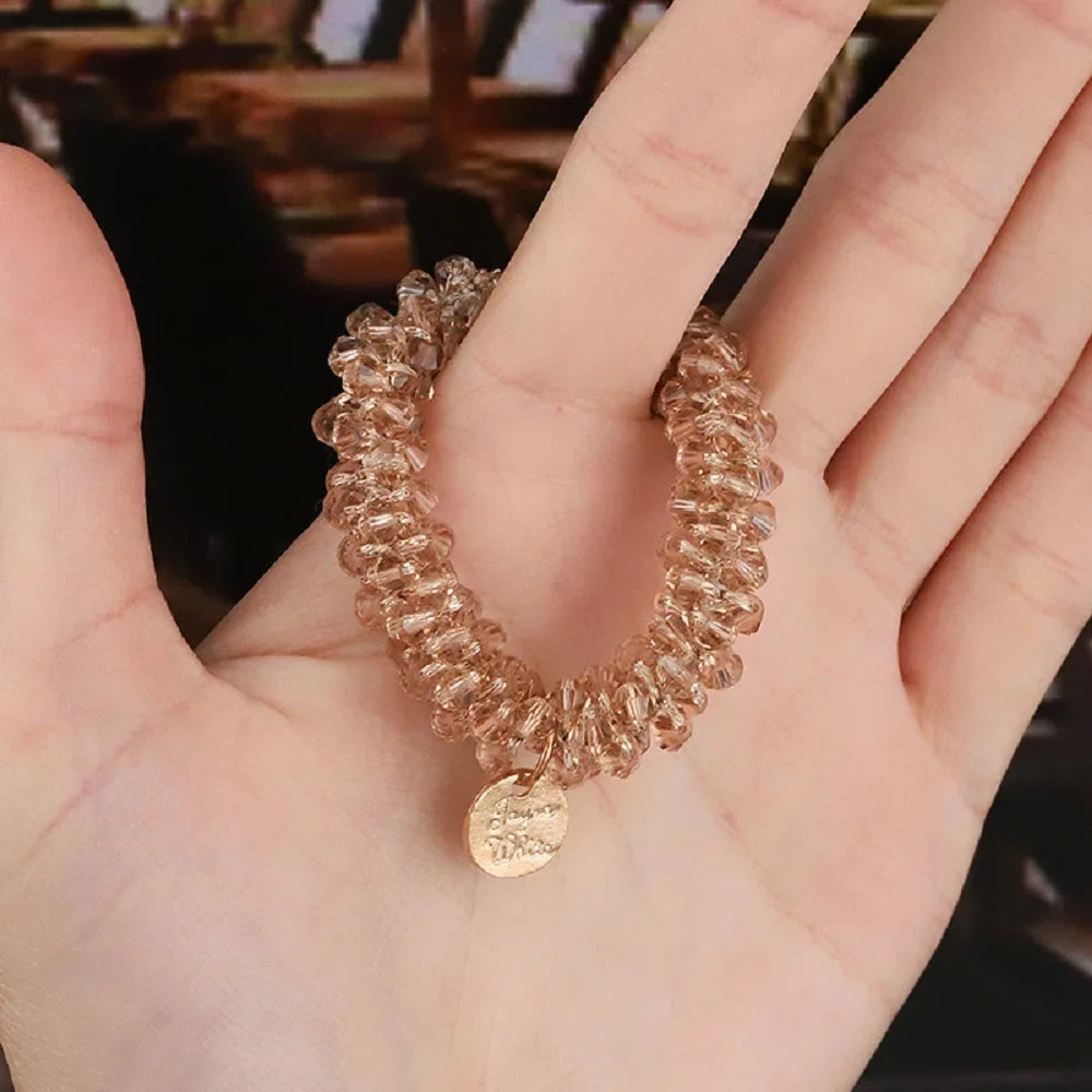 Hair Accessories Ponytail Holder Cute Beads Rhinestone Headband Crystal Girls Hair Rings Headwear Pearl Hair Rope