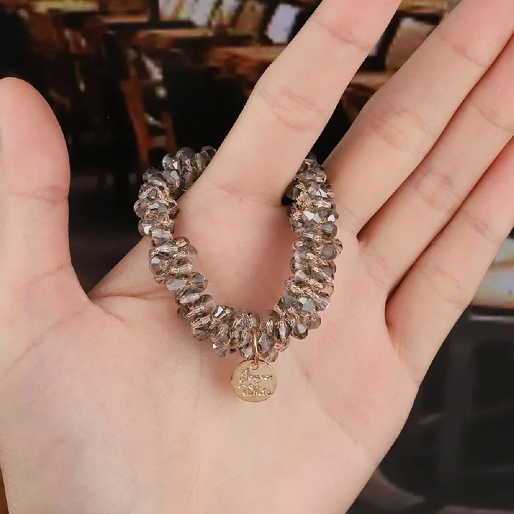 Hair Accessories Ponytail Holder Cute Beads Rhinestone Headband Crystal Girls Hair Rings Headwear Pearl Hair Rope