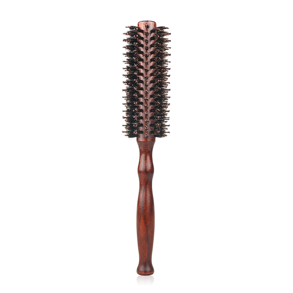 Wood Handle Round Rolling Brush Straight  Hair Comb