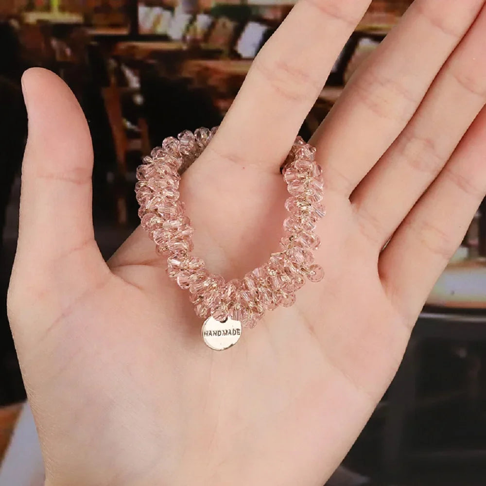 Hair Accessories Ponytail Holder Cute Beads Rhinestone Headband Crystal Girls Hair Rings Headwear Pearl Hair Rope